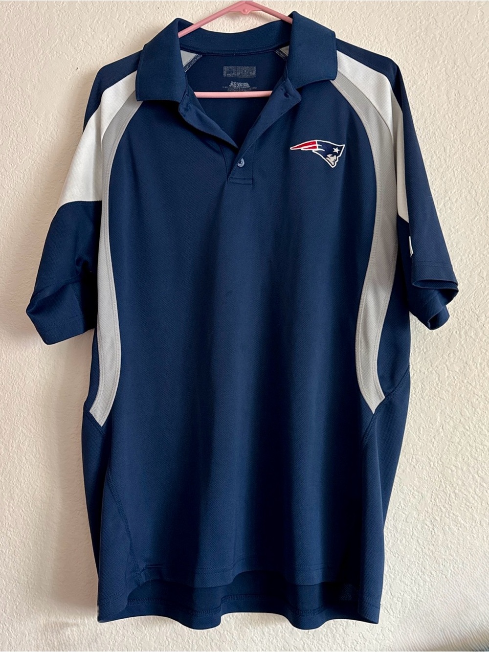 Men's NFL Patriots Navy Performance Polo Shirt-XL